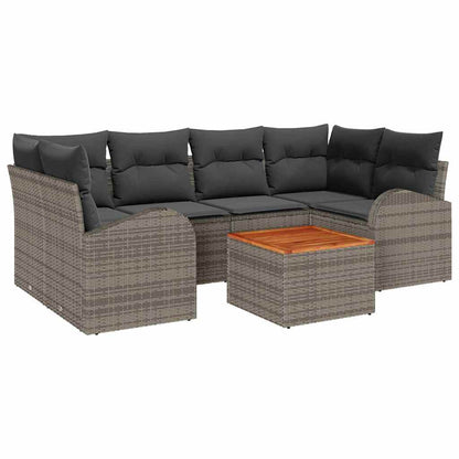 Set Divano da Giardino con cuscino 7 pcs Grigio polyrattan | homemem39
