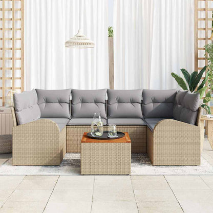 Set Divano da Giardino con cuscino 7 pcs Beige polyrattan | homemem39