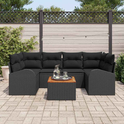 Set Divano da Giardino 7 pz Nero polyrattan | homemem39