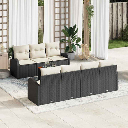 Set Divano da Giardino con cuscino 8 pcs Nero polyrattan | homemem39