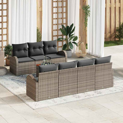 Set Divano da Giardino con cuscino 8 pcs Grigio polyrattan | homemem39