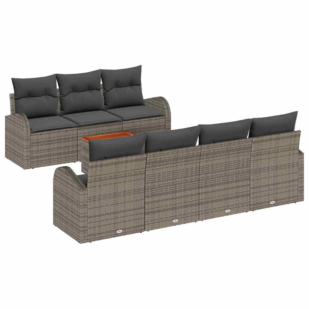 Set Divano da Giardino con cuscino 8 pcs Grigio polyrattan | homemem39