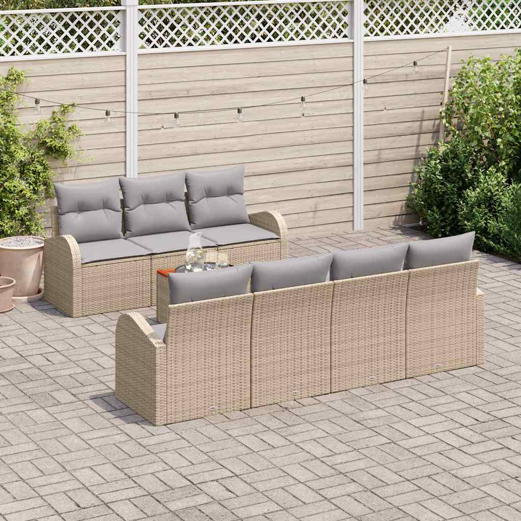 Set Divano da Giardino con cuscino 8 pcs Beige polyrattan | homemem39
