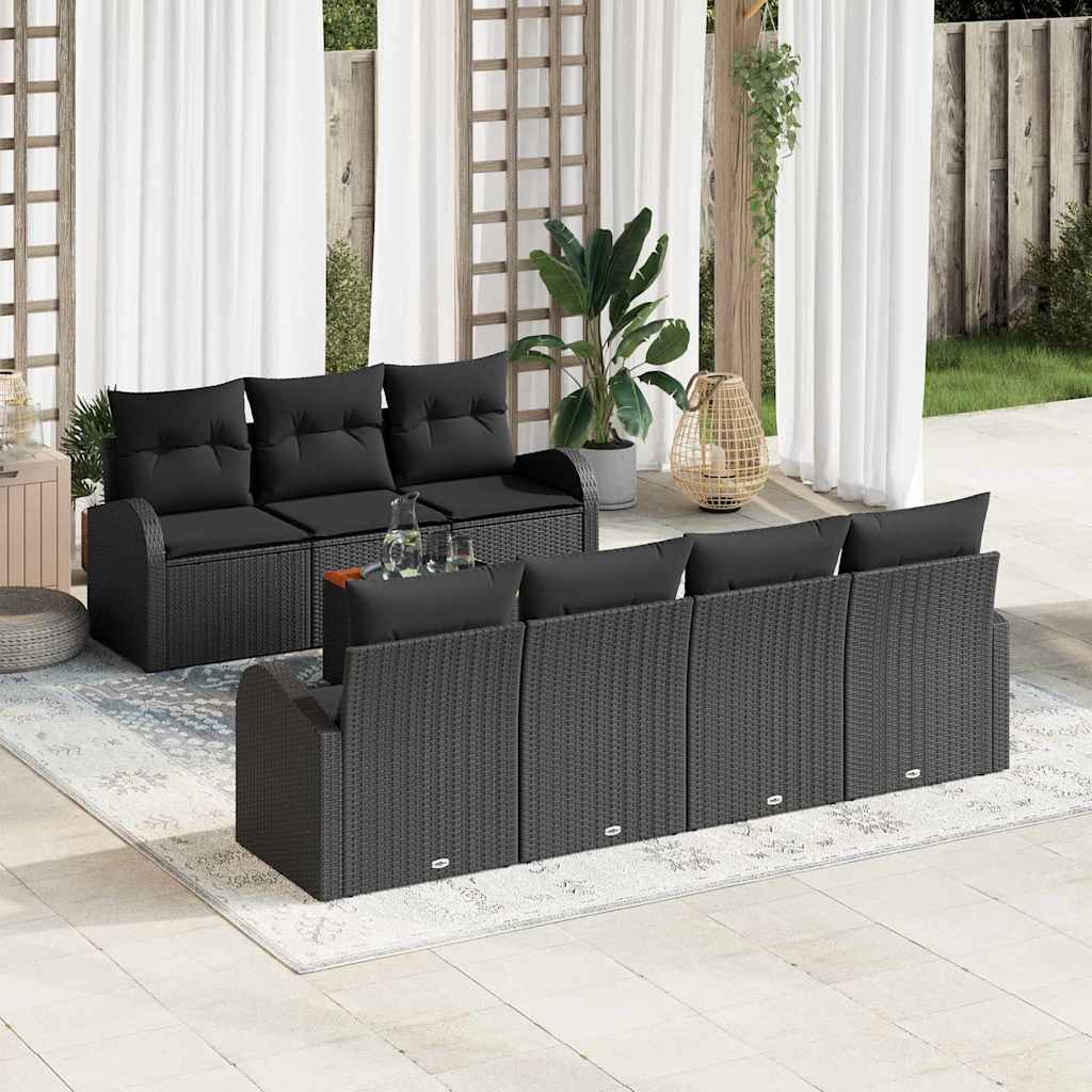 Set Divano da Giardino 8 pz Nero polyrattan | homemem39
