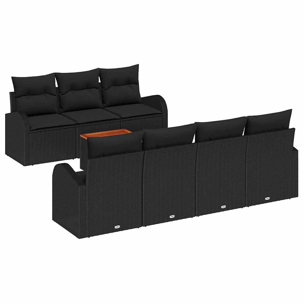 Set Divano da Giardino 8 pz Nero polyrattan | homemem39