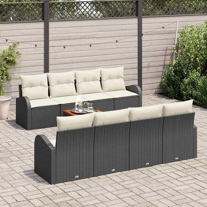 Set Divano da Giardino con cuscino 9 pcs Nero polyrattan | homemem39