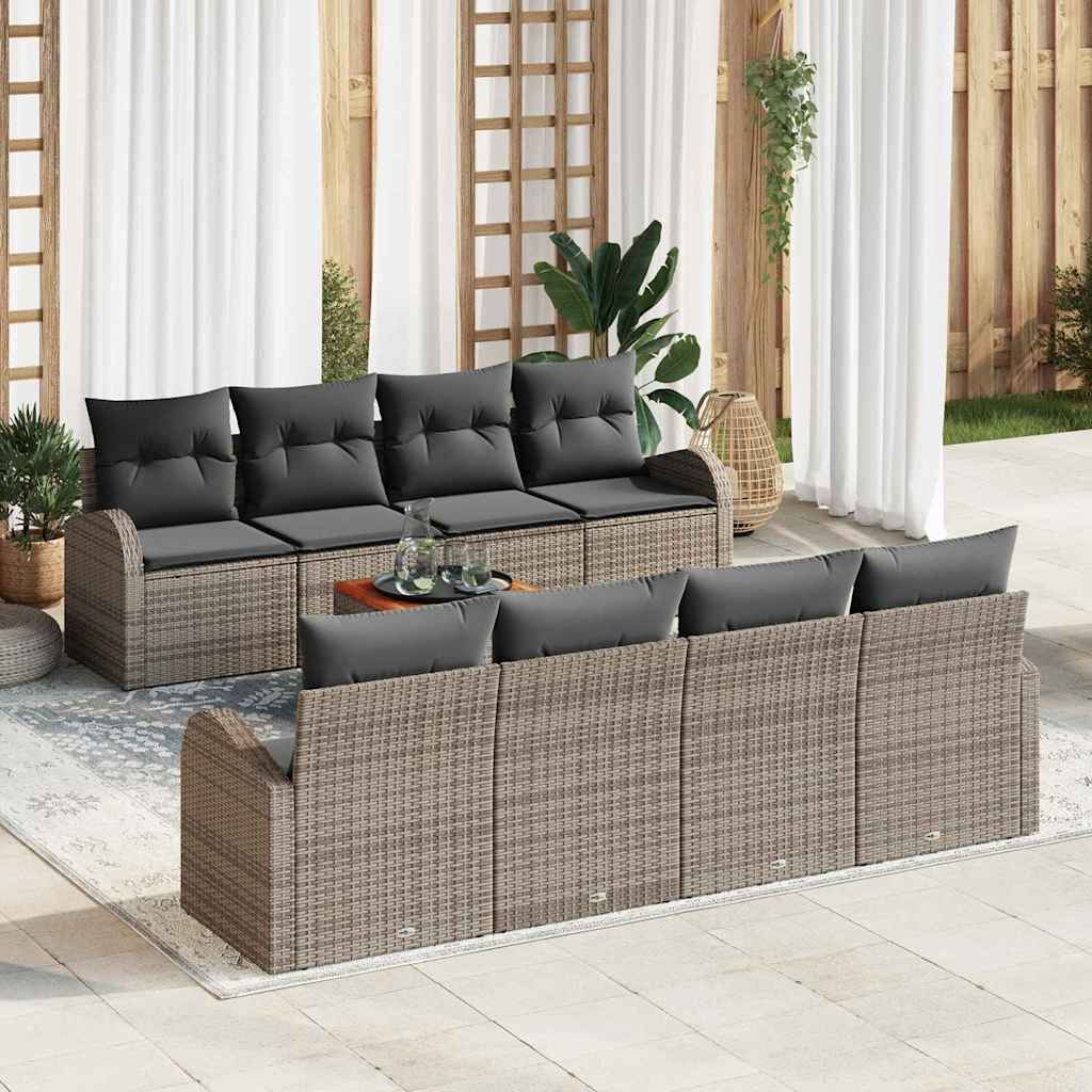 Set Divano da Giardino con cuscino 9 pcs Grigio polyrattan | homemem39