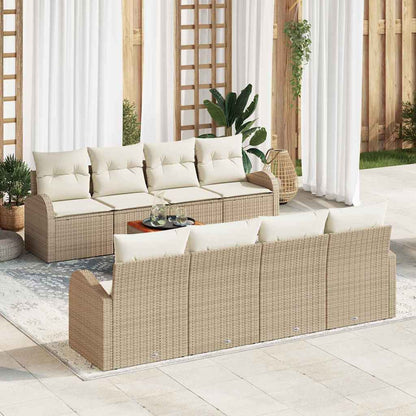 Set Divano da Giardino con cuscino 9 pcs Beige polyrattan | homemem39