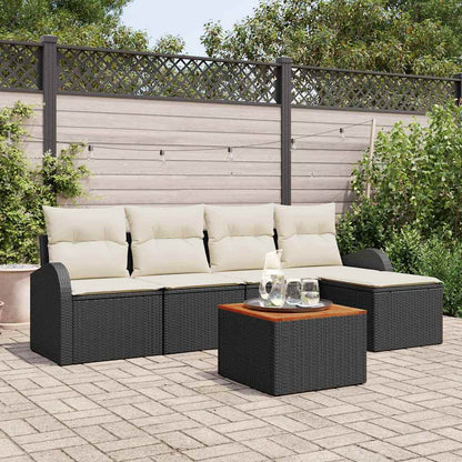 Set Divano da Giardino con cuscino 6 pcs Nero polyrattan | homemem39