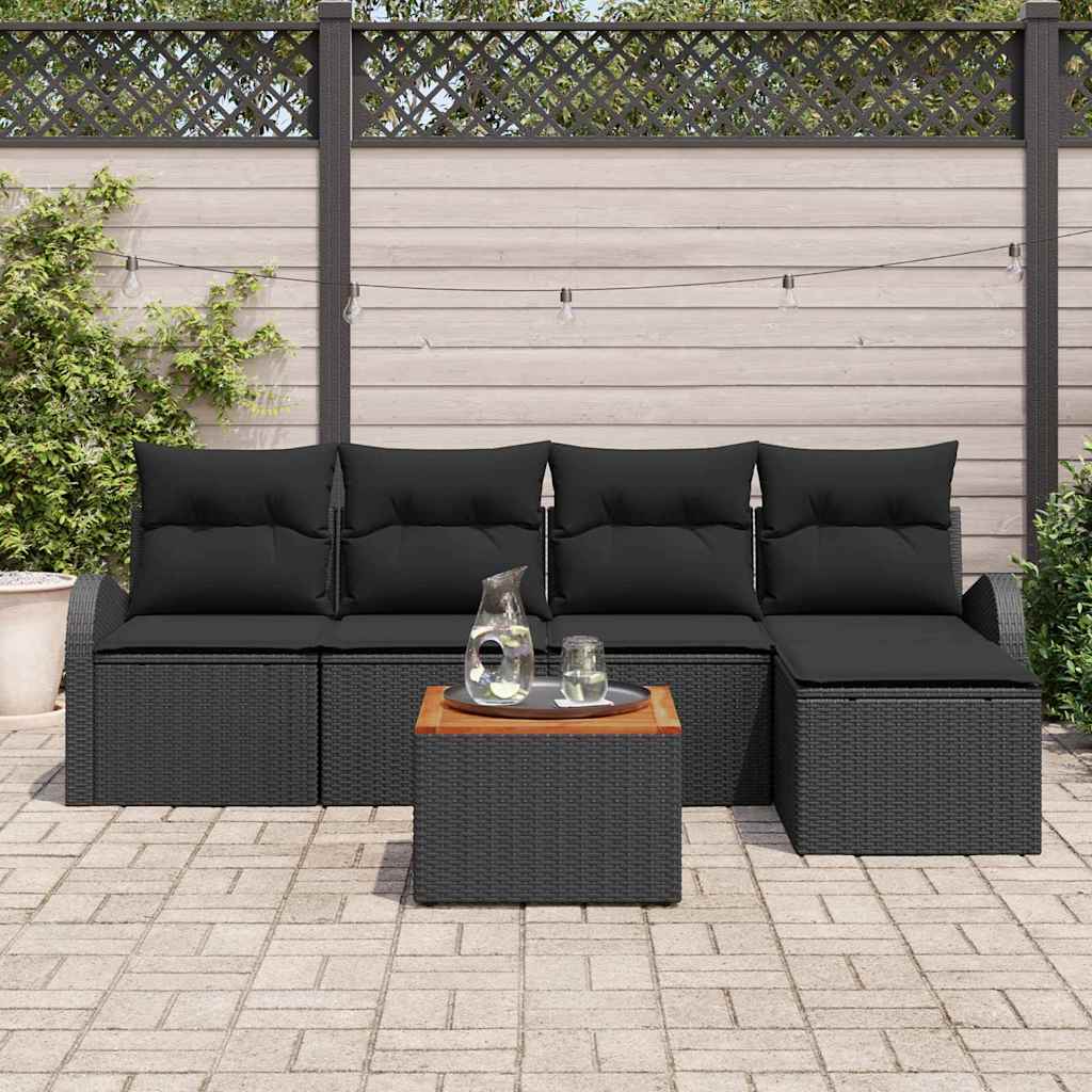 Set Divano da Giardino 6 pz Nero polyrattan | homemem39