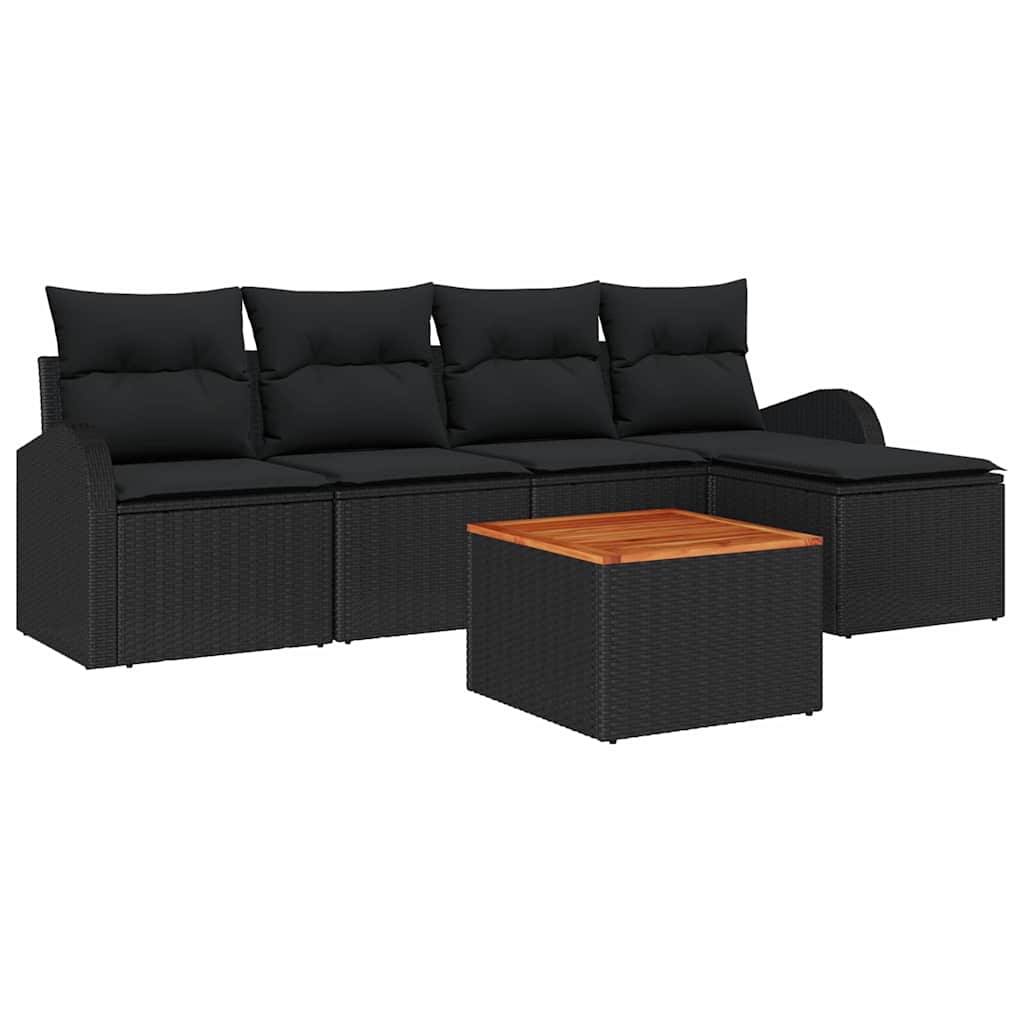 Set Divano da Giardino 6 pz Nero polyrattan | homemem39