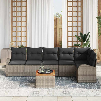 Set Divano da Giardino con cuscino 7 pcs Grigio polyrattan | homemem39