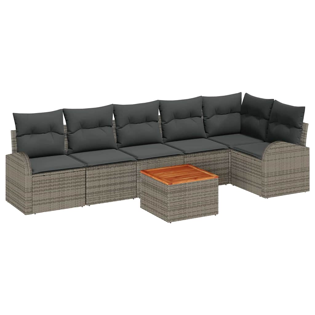 Set Divano da Giardino con cuscino 7 pcs Grigio polyrattan | homemem39