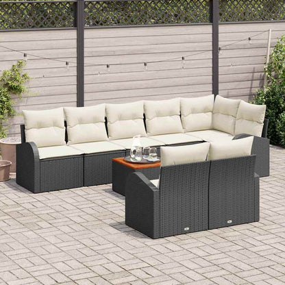 Set Divano da Giardino con cuscino 9 pcs Nero polyrattan | homemem39