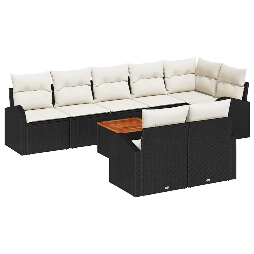 Set Divano da Giardino con cuscino 9 pcs Nero polyrattan | homemem39