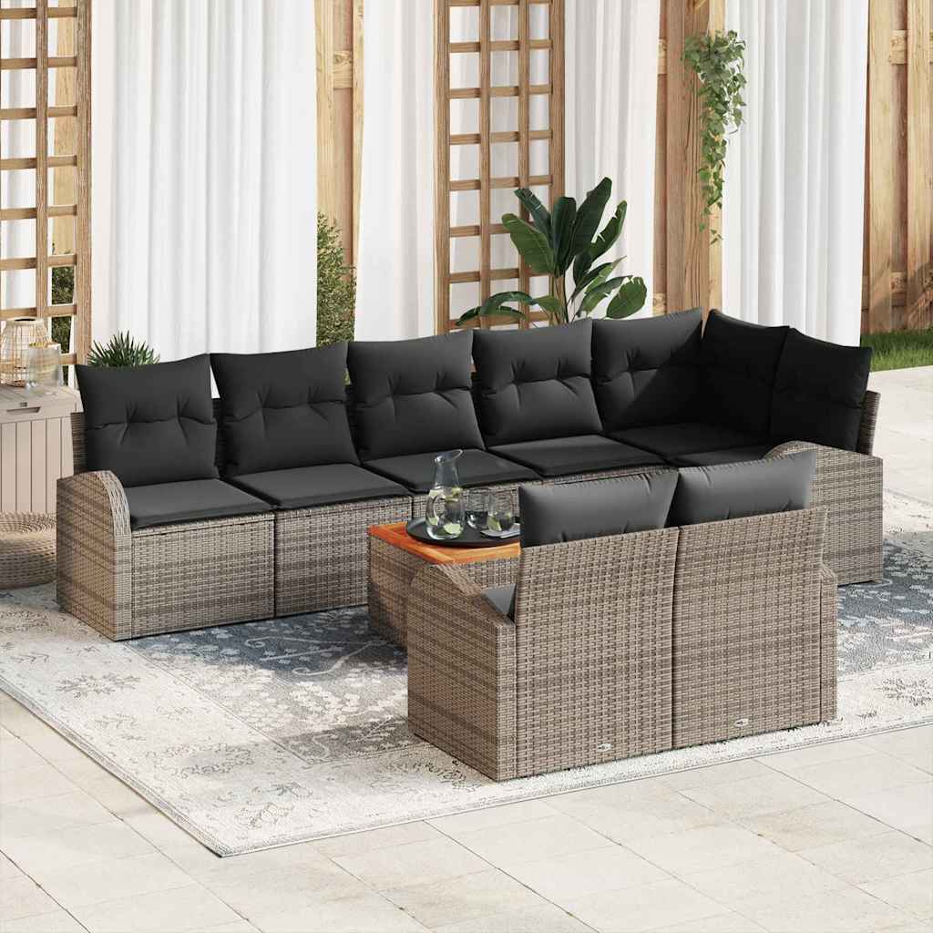 Set Divano da Giardino con cuscino 9 pcs Grigio polyrattan | homemem39