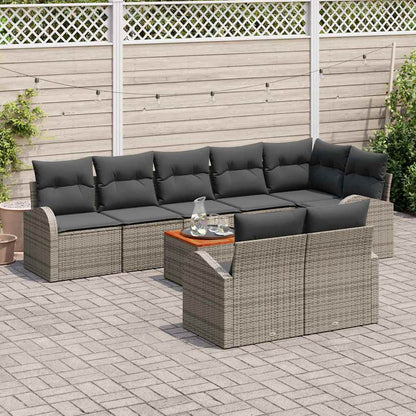 Set Divano da Giardino con cuscino 9 pcs Grigio polyrattan | homemem39