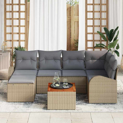 Set Divano da Giardino 7 pz Beige polyrattan | homemem39