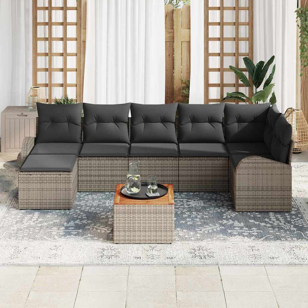 Set Divano da Giardino con cuscino 8 pcs Grigio polyrattan | homemem39