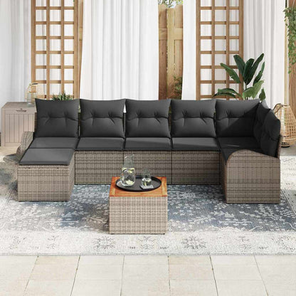 Set Divano da Giardino con cuscino 8 pcs Grigio polyrattan | homemem39