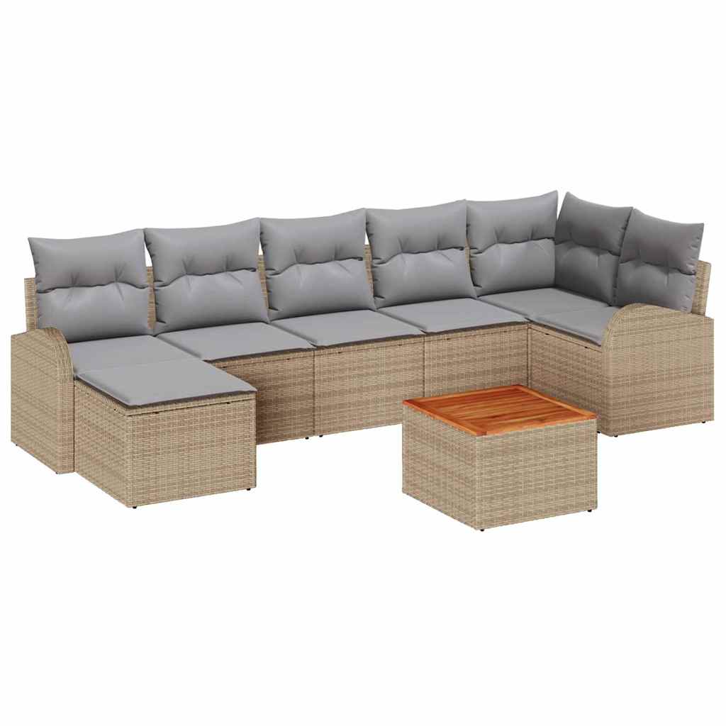 Set Divano da Giardino con cuscino 8 pcs Beige polyrattan | homemem39