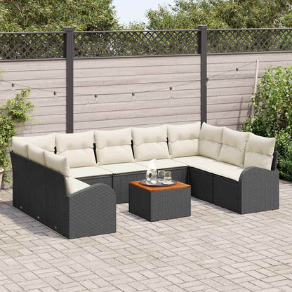Set Divano da Giardino con cuscino 10 pcs Nero polyrattan