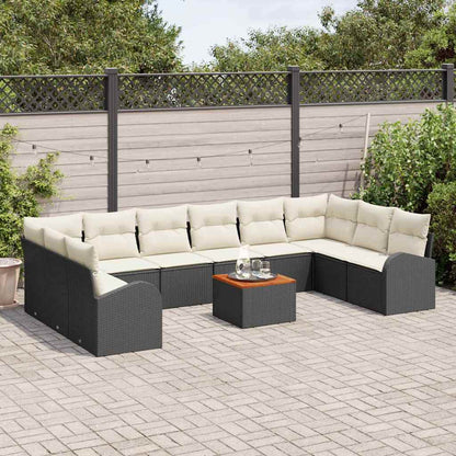Set Divano da Giardino con cuscino 11 pcs Nero polyrattan | homemem39