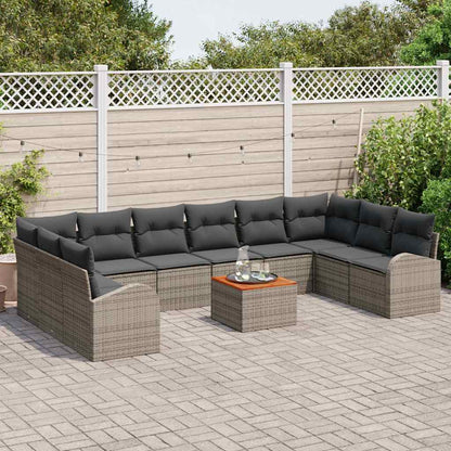Set Divano da Giardino con cuscino 11 pcs Grigio polyrattan | homemem39