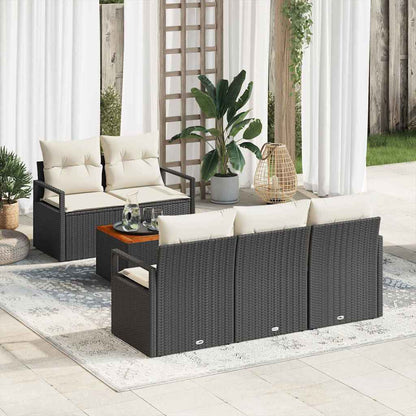Set Divano da Giardino con cuscino 6 pcs Nero polyrattan | homemem39