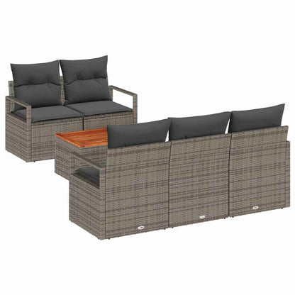 Set Divano da Giardino con cuscino 6 pcs Grigio polyrattan | homemem39