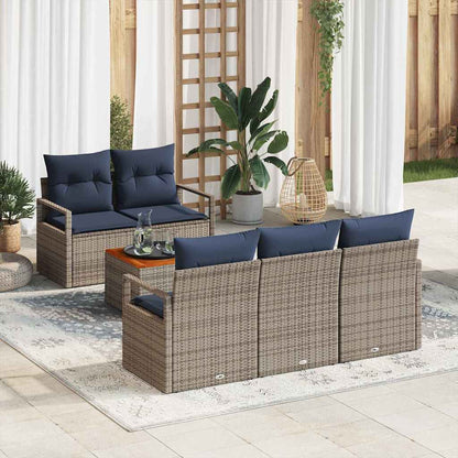 Set Divano da Giardino con cuscino 6 pcs Grigio polyrattan | homemem39