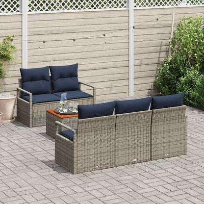 Set Divano da Giardino con cuscino 6 pcs Grigio polyrattan