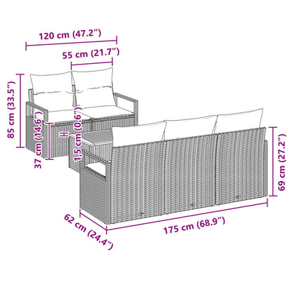 Set Divano da Giardino con cuscino 6 pcs Grigio polyrattan | homemem39