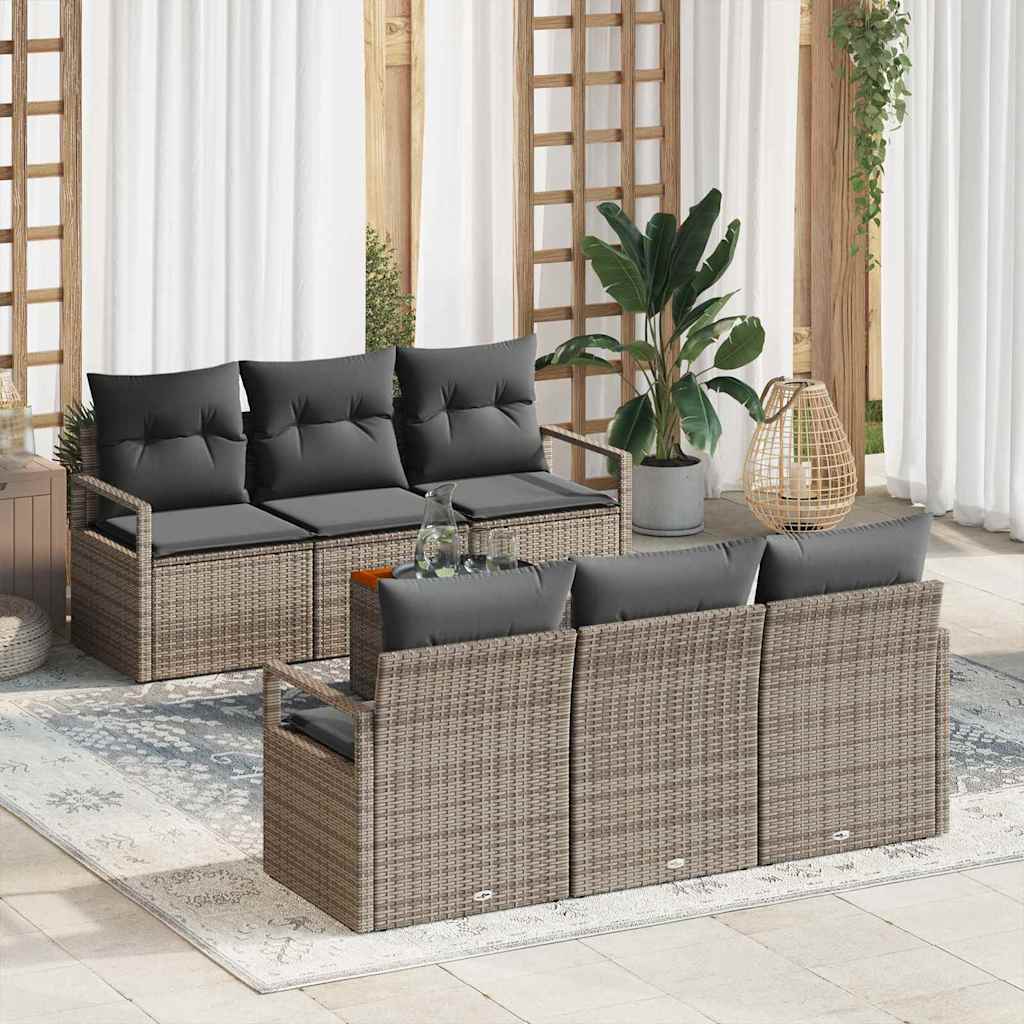 Set Divano da Giardino con cuscino 7 pcs Grigio polyrattan | homemem39
