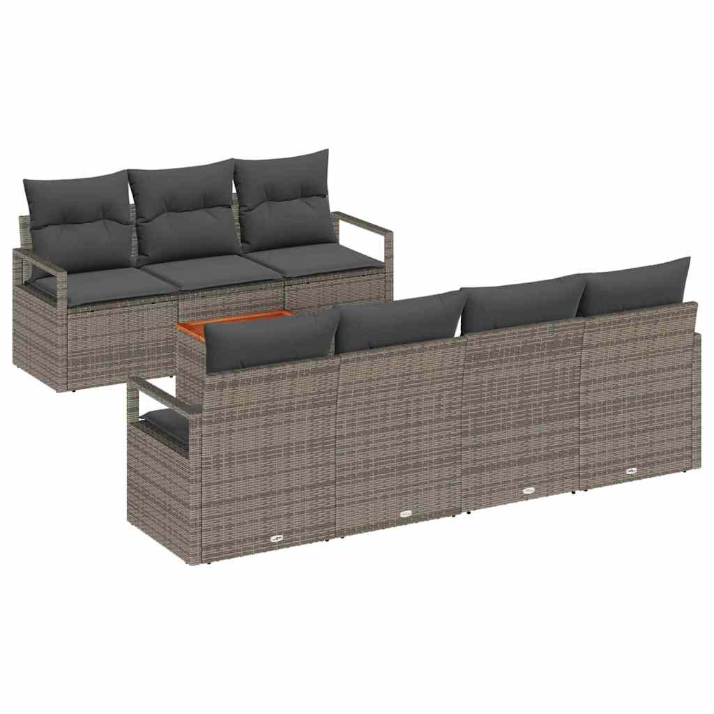 Set Divano da Giardino con cuscino 7 pcs Grigio polyrattan | homemem39