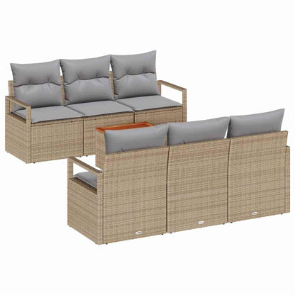 Set Divano da Giardino con cuscino 7 pcs Beige polyrattan | homemem39