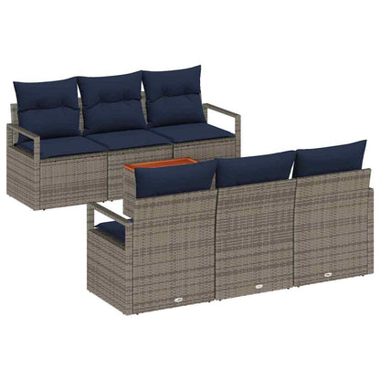 Set Divano da Giardino con cuscino 7 pcs Grigio polyrattan | homemem39