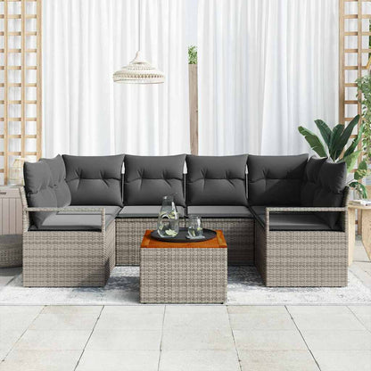 Set Divano da Giardino con cuscino 7 pcs Grigio polyrattan | homemem39