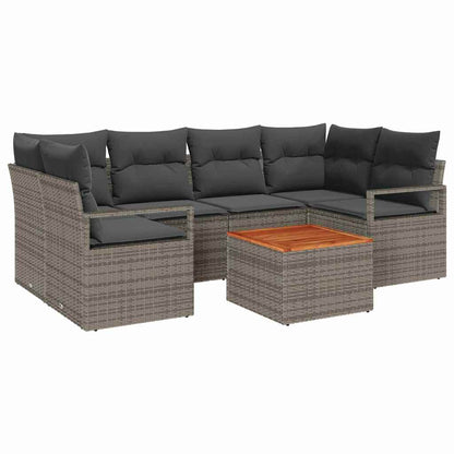 Set Divano da Giardino con cuscino 7 pcs Grigio polyrattan | homemem39
