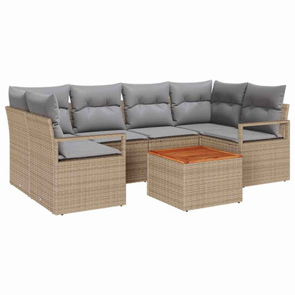 Set Divano da Giardino con cuscino 7 pcs Beige polyrattan | homemem39