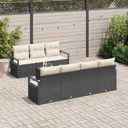 Set Divano da Giardino con cuscino 8 pcs Nero polyrattan | homemem39