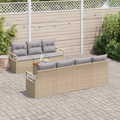 Set Divano da Giardino con cuscino 8 pcs Beige polyrattan | homemem39