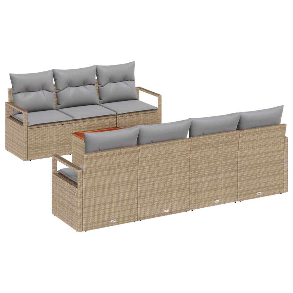 Set Divano da Giardino con cuscino 8 pcs Beige polyrattan | homemem39