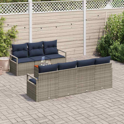 Set Divano da Giardino con cuscino 8 pcs Grigio polyrattan