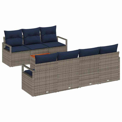 Set Divano da Giardino con cuscino 8 pcs Grigio polyrattan | homemem39