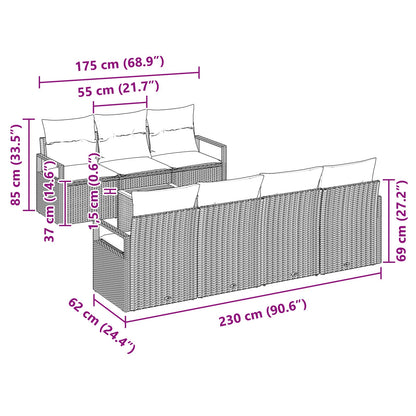 Set Divano da Giardino con cuscino 8 pcs Grigio polyrattan | homemem39