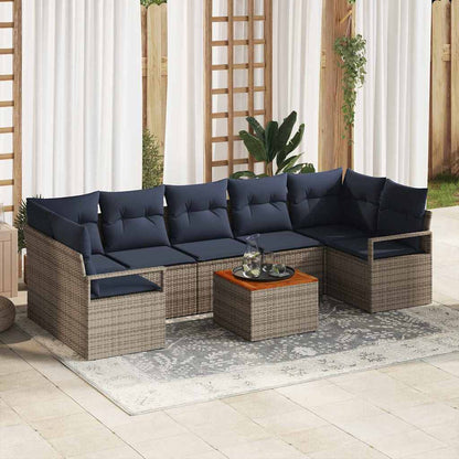 Set Divano da Giardino con cuscino 8 pcs Grigio polyrattan | homemem39
