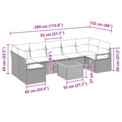 Set Divano da Giardino con cuscino 8 pcs Grigio polyrattan | homemem39