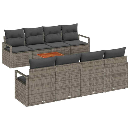 Set Divano da Giardino con cuscino 9 pcs Grigio polyrattan | homemem39