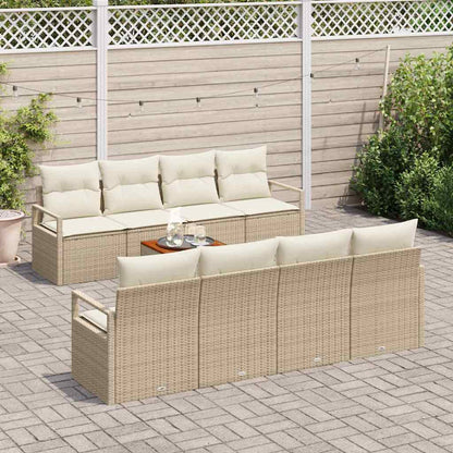 Set Divano da Giardino con cuscino 9 pcs Beige polyrattan | homemem39